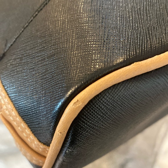 Giani Bernini's black with taupe trim triple compartment structured satchel - Picture 8 of 12